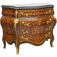 Casa Padrino Barockstil Kommode mit 4 Schubladen und Marmorplatte in braun, gold und schwarz, 110 x 50 x H. 90 cm