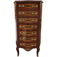Casa Padrino Barock Kommode Mahagoni Intarsien mit 7 Schubladen 120 x 70 x 35 cm - Antik Stil