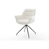 DELIFE Esszimmerstuhl Kaira-Flex Bouclé Soft Beige Kreuzgestell konisch Schwarz