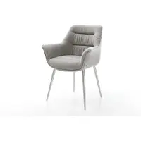 DELIFE Esszimmerstuhl Kaira-Flex Strukturstoff Soft Grau 4-Fuß konisch Edelstahl