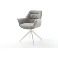DELIFE Drehstuhl Kaira-Flex Strukturstoff Soft Grau Kreuzgestell breit Weiß 360° drehbar Wippfunktion