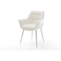 DELIFE Esszimmerstuhl Kaira-Flex Bouclé Soft Beige 4-Fuß konisch Edelstahl