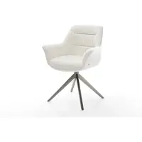 DELIFE Drehstuhl Kaira-Flex Bouclé Soft Beige Kreuzgestell breit Graphit 360° drehbar Wippfunktion