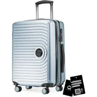 Hauptstadtkoffer Mitte - Handgepäck-Koffer + digitaler Gepäckanhänger Kofferschild, Kabinentrolley XL-Erweiterung Bordgepäck Hardcase Handkoffer Flugzeug Carry-On 55 L TSA,Pool blau