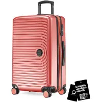 Hauptstadtkoffer Mitte - mittelgroßer Koffer + digitaler Namensschild, erweiterbarer Reisekoffer Check-In Gepäck Rollkoffer 90L Gurtmaß 158 cm Doppelrollen Trolley TSA,Korall