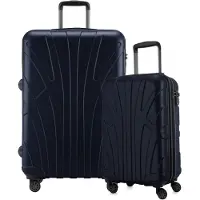 Suitline - 2er Kofferset, Bordgepäck Trolley 55x35x20 cm + großer Reisekoffer XL Check-In Gepäck, 4 Doppelrollen, leichte Koffer Damen Herren ,Dunkelblau