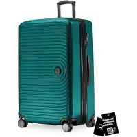 Hauptstadtkoffer - Großer Koffer + digitaler Kofferanhänger, Reisekoffer XL Erweiterung, Hardcase Rollkoffer 4 Rollen Aufgabegepäck 130L TSA-Schloss,Türkis