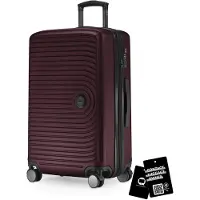 Hauptstadtkoffer Mitte - mittelgroßer Koffer + digitaler Namensschild, erweiterbarer Reisekoffer Check-In Gepäck Rollkoffer 90L Gurtmaß 158 cm Doppelrollen Trolley TSA,Burgund