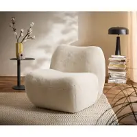 DELIFE Loungesessel Zena 75x85 cm Plüsch Creme-Weiß