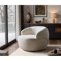 DELIFE Loungesessel Nova 88x88 cm Bouclé Soft Beige