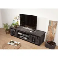 MASSIVMOEBEL24.DE TV-Board Mango 180x55x50 grau lackiert RAILWAY #235