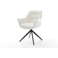 DELIFE Drehstuhl Kaira-Flex Bouclé Soft Beige Kreuzgestell breit Schwarz 360° drehbar Wippfunktion