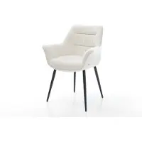 DELIFE Esszimmerstuhl Kaira-Flex Bouclé Soft Beige 4-Fuß konisch Schwarz