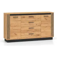 Feldmann-Wohnen Kommode Urso Sideboard Gold Craft Eichel schwarz Ausführung wählbar,160cm