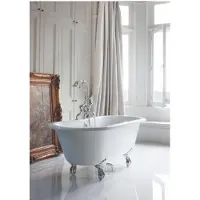 Casa Padrino Jugendstil Badewanne freistehend 1500mm BWin Weiß - Freistehende Retro Antik Badewanne