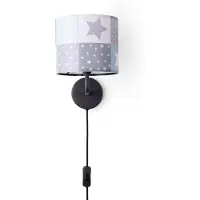 Paco Home Wandleuchte "Cosmo 345", schwarz, 1, Ø 18cm H: 26,5cm, Leuchten, Kinderlampe Wandlampe Schalter Ø 18cm Sterne Punkte Kabellänge 3m E14, Wandleuchte