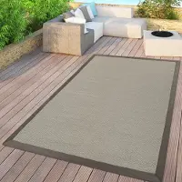 TT Home Flachgewebter In- & Outdoor Teppich Einfarbig Uni Natürlicher Look Beige Modern Größe 80x150 cm