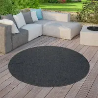TT Home In-& Outdoorteppich Terrasse Küche Balkon Wetterbeständig Modern Unifarben Größe 160 cm Rund