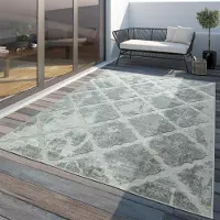 TT Home In-& Outdoor Teppich Wetterfest Wohnzimmer Schlafzimmer Balkon Ethno Skandi Geometrisches Design Größe 120 cm Rund