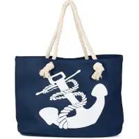 OEM Große Strandtasche dunkelblau-weiß 57x33x32cm