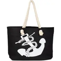 StyleBREAKER XXL Strandtasche mit Anker Print | maritimer Look in Flechtoptik | Shopper Badetasche 57 x 33 x 32 cm