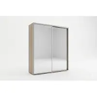 BM-Möbel Schlafzimmerschrank mit 2 Schiebetüren, Spiegel A1 - Sonoma - 150 x 62 x 215 cm