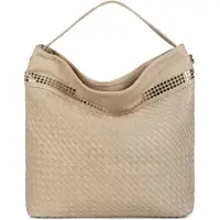 StyleBREAKER Hobo Bag Handtasche mit Flecht-Optik und Nieten, Shopper, Schultertasche, Tasche, Damen 02012219