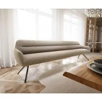DELIFE Esszimmerbank Taya-Flex 300 cm Bouclé Schlamm Kreuzgestell kantig Graphit Taschenfederkern