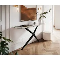 DELIFE Konsolentisch Edge Boot 140x40 cm Keramik Patagonia Poliert Estelo Metall Schwarz