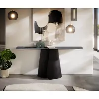 DELIFE Konsolentisch Edge Boot 180x40 cm Keramik Laminam Nero Greco Anthrazit Livos Metall Schwarz