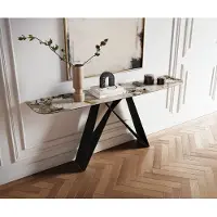DELIFE Konsolentisch Edge Boot 180x40 cm Keramik Patagonia Poliert Velio Metall Schwarz