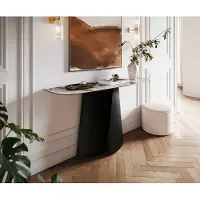 DELIFE Konsolentisch Edge Boot 140x40 cm Keramik Patagonia Poliert Livos Metall Schwarz
