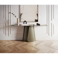 DELIFE Konsolentisch Edge Boot 180x40 cm Keramik Patagonia Poliert Livos Metall Effektfinish Titan