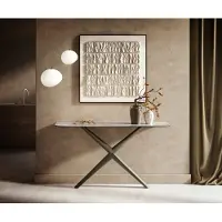 DELIFE Konsolentisch Edge Boot 140x40 cm Keramik Onyx Pearl Estelo Metall Effektfinish Titan