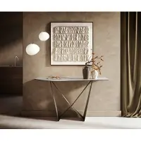 DELIFE Konsolentisch Edge Polygonal 140x50 cm Keramik Onyx Pearl Spios Metall Effektfinish Titan