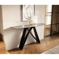 DELIFE Konsolentisch Edge Boot 140x40 cm Keramik Beton Grau Velio Metall Schwarz