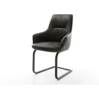 DELIFE Freischwinger Zelia-Flex mit Armlehnen Mikrofaser Anthrazit Vintage Freischwinger flach Schwarz Taschenfederkern