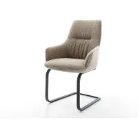DELIFE Freischwinger Zelia-Flex mit Armlehnen Bouclé Schlamm Freischwinger flach Schwarz Taschenfederkern
