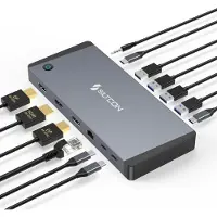 Siltcon 14-in-1 USB-C Dockingstation – 2x DisplayPort, HDMI 4K 60 Hz, 100 W
