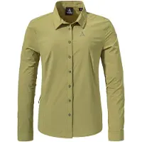 Schöffel Outdoorbluse SCHÖFFEL "Hiking Blouse Style Dunajec WMS", Damen, Gr. 42, grün (4605, grün), Oberstoff: 85% Polyester 15% Elasthan, Basic, V-Ausschnitt, Blusen Outdoorbluse