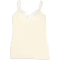 Engel - Women's Top mit Spitze - Seidenunterwäsche Gr 46/48 weiß
