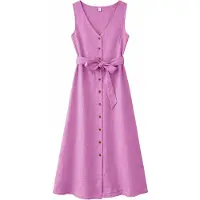 Mazine - Women's Sleeveless Linen Maxi Dress - Kleid Gr L rosa
