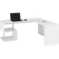 Dmora Schreibtisch Antonino, Linearer Schreibtisch mit PC-Halterung, Mehrzweck-Bürotisch, platzsparender Schreibtisch, 100 % Italy, cm 160x60h78, glänzend weiß
