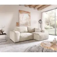 DELIFE Ecksofa Lanzo 230x155 cm Cord Beige Recamiere variabel