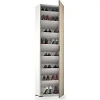 Dmora Mehrzweckschrank mit 1 Tür Dbartolome, Mehrzweckschrank mit 1 Tür, Schuhregal mit Regalen, 100 % Italy, 50x30h182 cm, Eiche