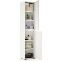 Dmora Mehrzweckschrank 2 Türen Birke 45x195h cm Weiß 5 Regale