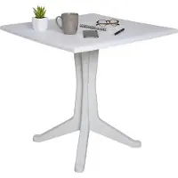 Dmora Gartentisch Trani, Feststehender quadratischer Tisch, Mehrzweck-Gartentisch, 100 % Italy, 70x70h72 cm, Weiß