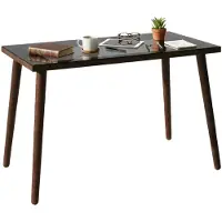 Dmora Schreibtisch Euphro, Mehrzweckschreibtisch, Bürotisch für PC, Eckschreibtisch, 110x60h73 cm, Nussbaum