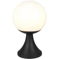 V-TAC LED Sockelleuchte, Kugelform, Schwarz, Aluminium, IP44, E27, H 35 cm