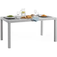Dmora Gartentisch Giove 150x90x74 cm Weiß, 10 Plätze